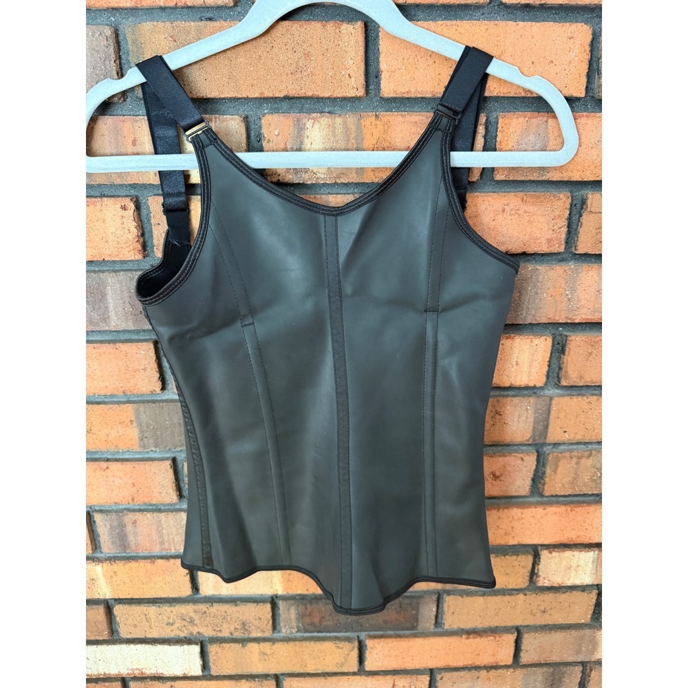 Luxx Curves Waist Trainer Vest Natural Latex Zipper Hook Eye Black Medium NWT